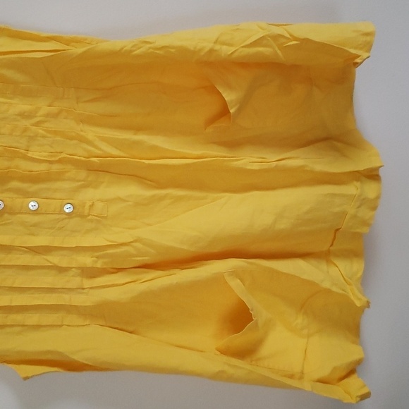 Sandro yellow linen rayon summer collared tank button front airy blouse women L - Picture 3 of 7